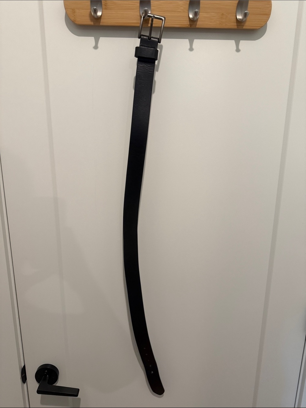 Mountain Khakis Black Leather Belt with Silver Buckle
